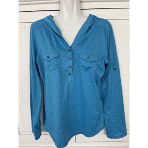 Marmot Lightweight Long Sleeve Shirt Top Turquoise Blue Hooded Women's M